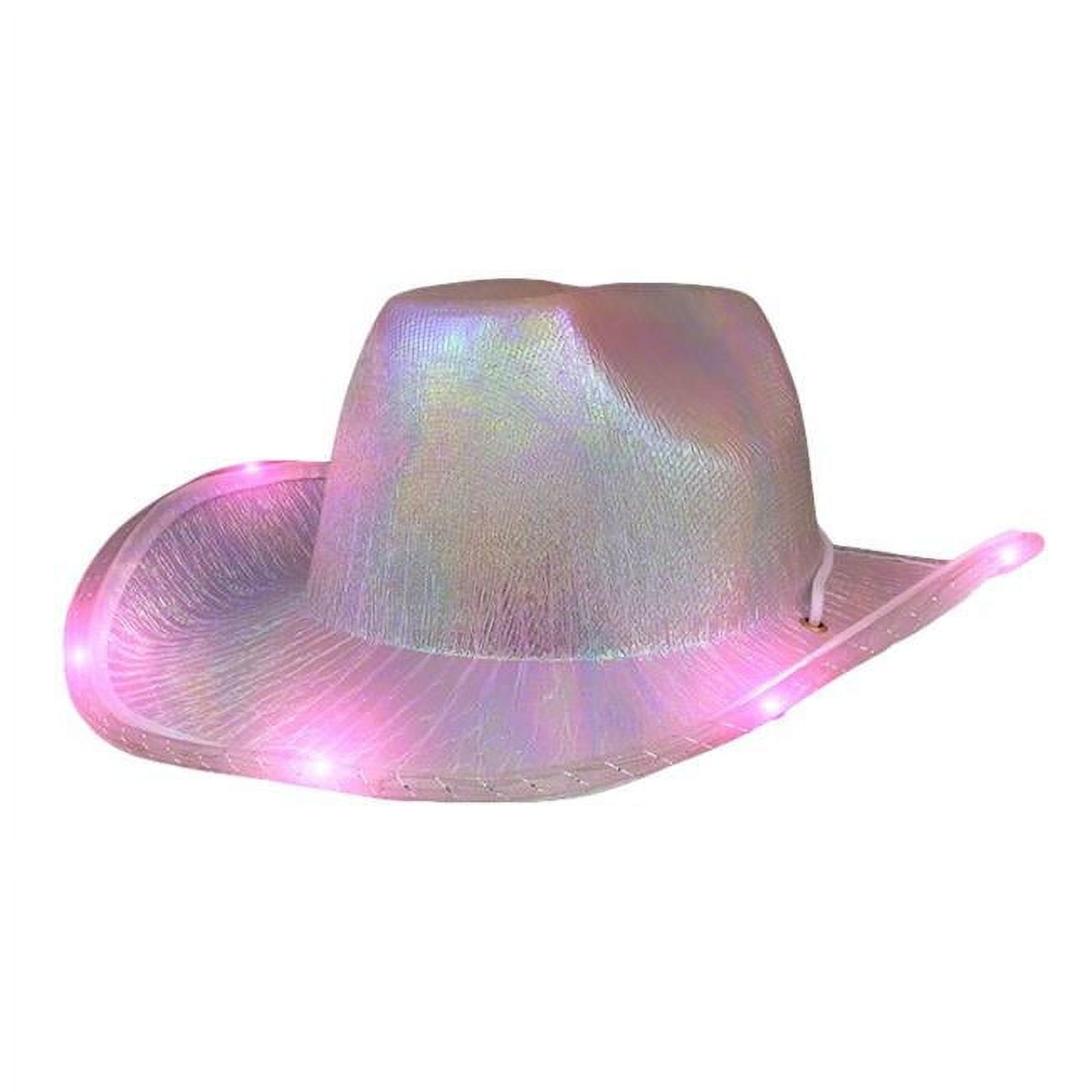 Picture of Blinkee LUGLSMCH-PK Light Up Glorious Luminous Sheen Metallic Cowboy Space Cowgirl Pink LED Hat