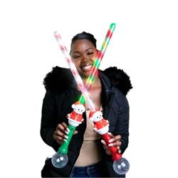 1 Unit Light Up Striped Candy Cane Snowman Sword with Prism Ball, Assorted Color
