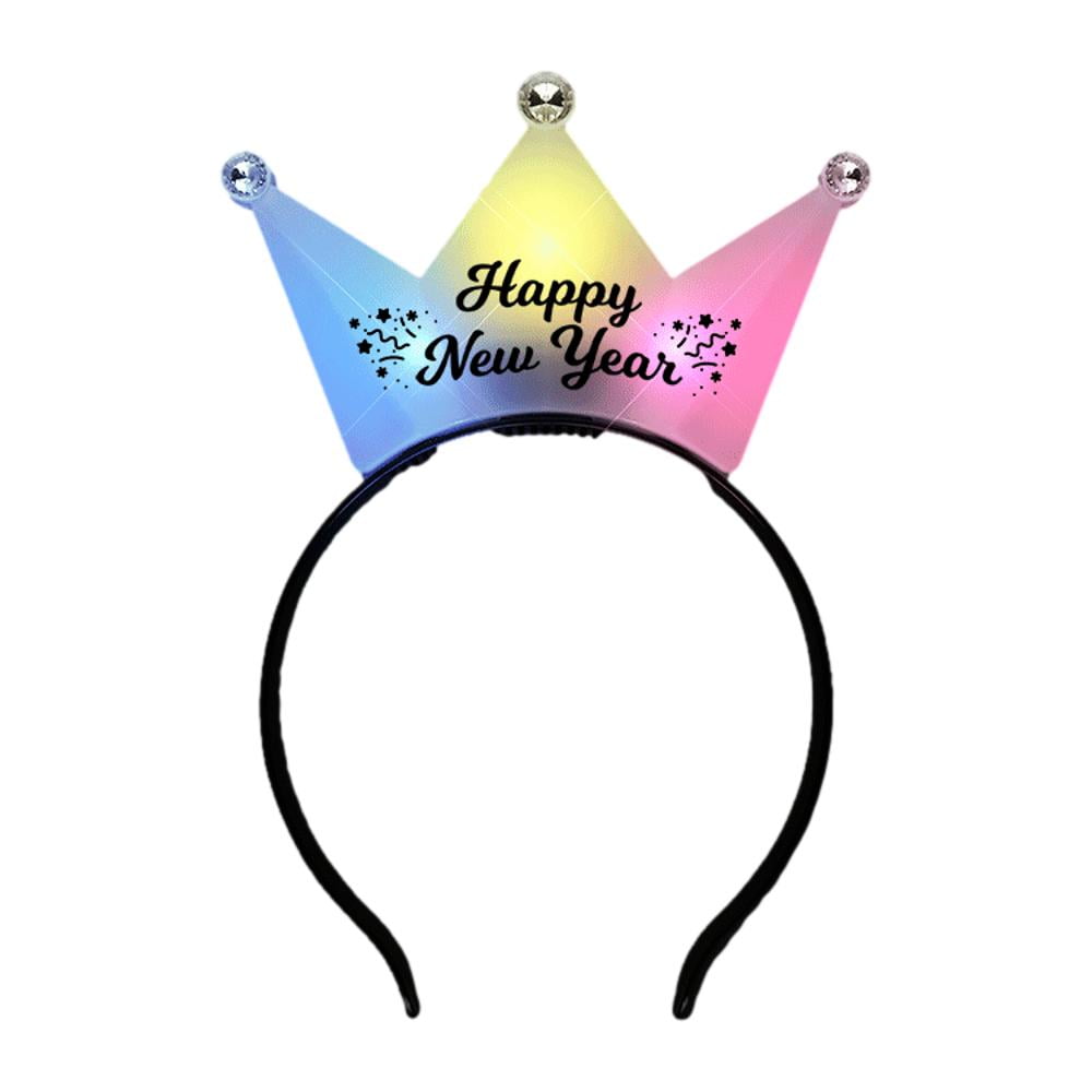 Picture of Blinkee 3JTY-MLT-HNY Happy   Year 3 Jeweled Multicolor Princess Crown Headbands
