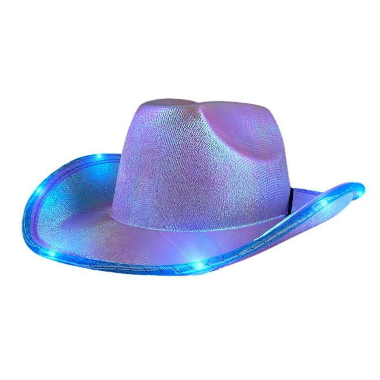 Picture of Blinkee LUGLSMCH-BLPR Purple Blue Light Up Glorious Luminous Sheen Metallic Cowboy Space Cowgirl Hat