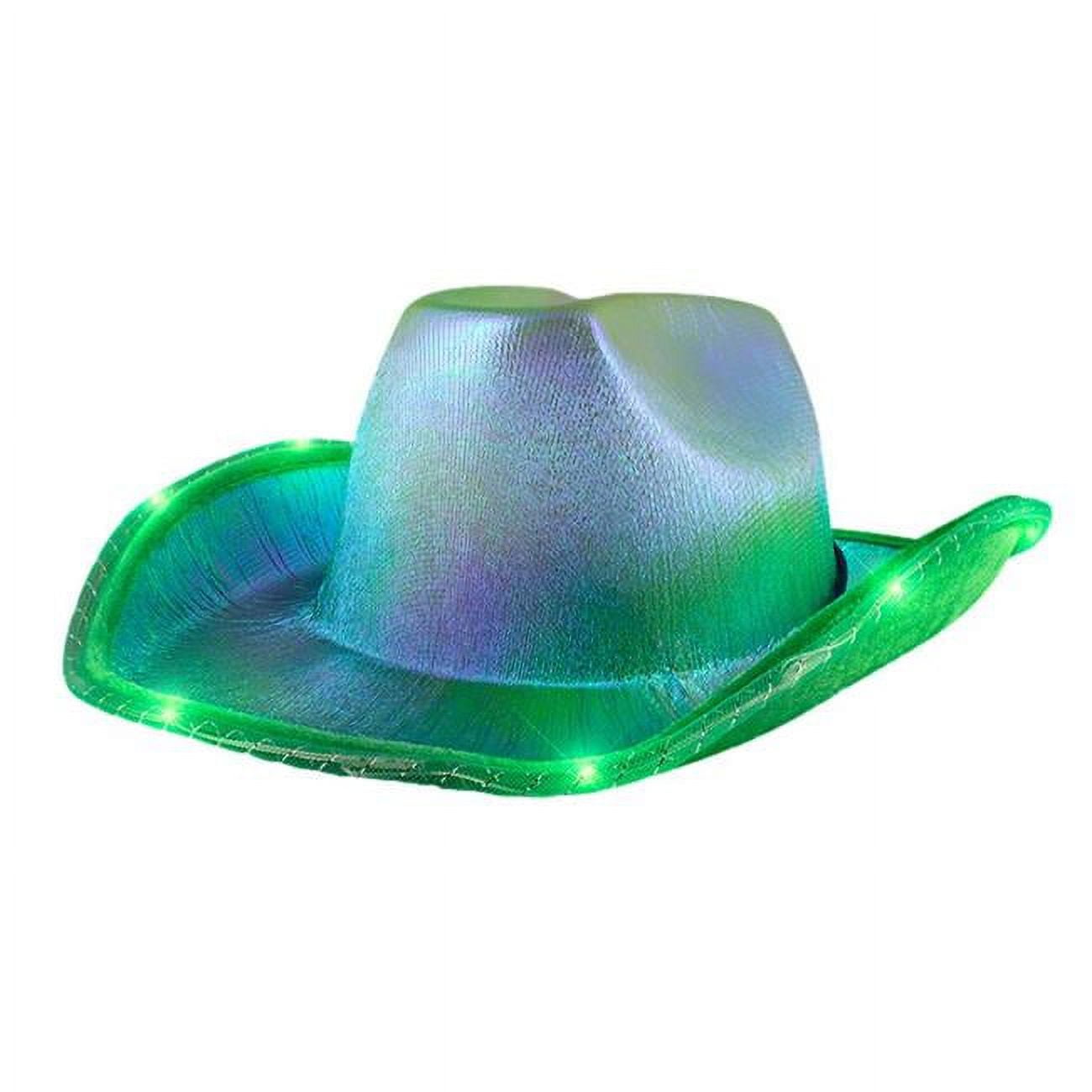Picture of Blinkee LUGLSMCH-GN Green Light Up Glorious Luminous Sheen Metallic Cowboy Space Cowgirl Hat