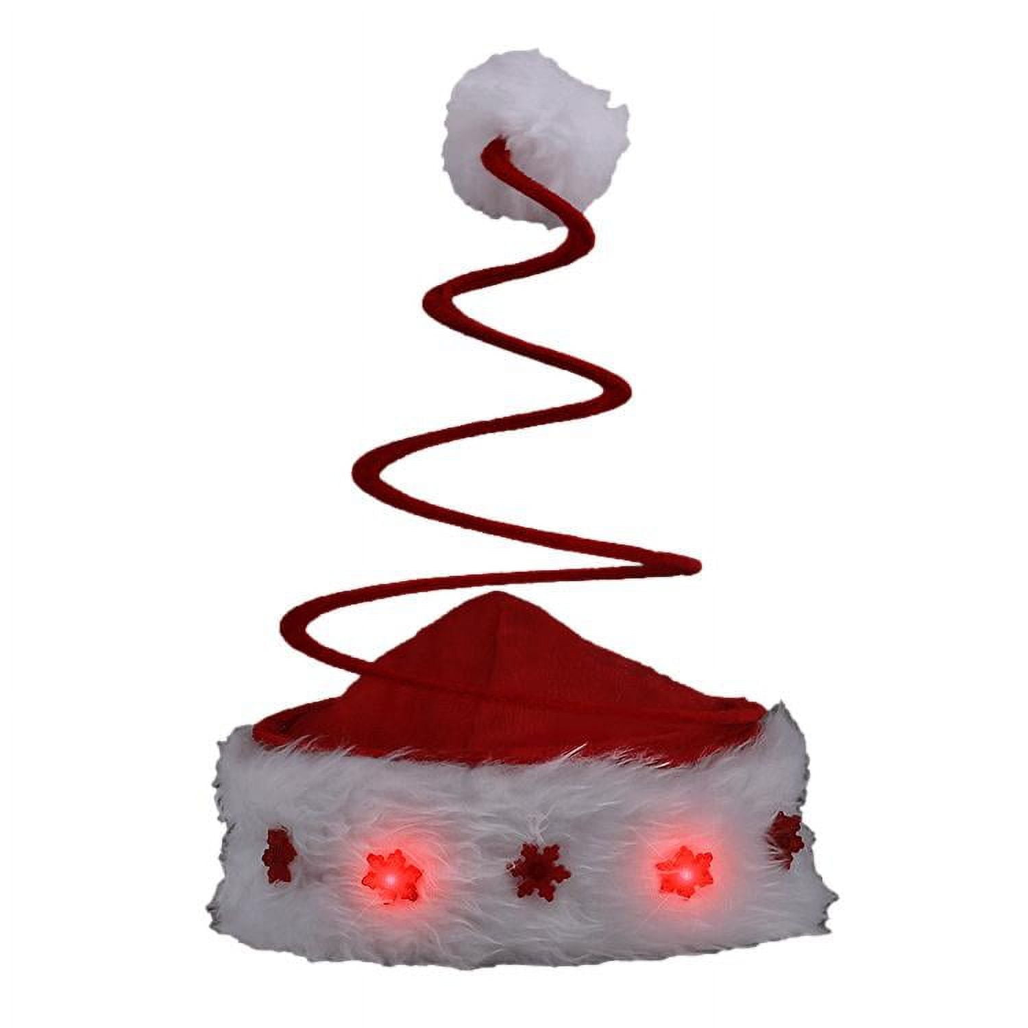 Picture of Blinkee LUSRSH-SNH Silly Springy Red Christmas Tree Santa Hat with Flashing Snowflakes