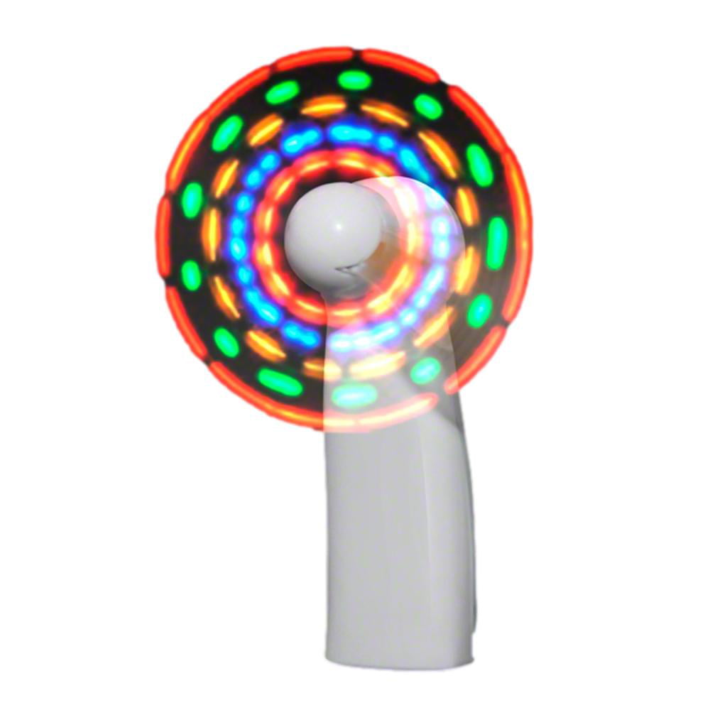 PMFH-WT Portable Light Up Mini Cooling Fan with White Handle Battery Operated for Hot Weather