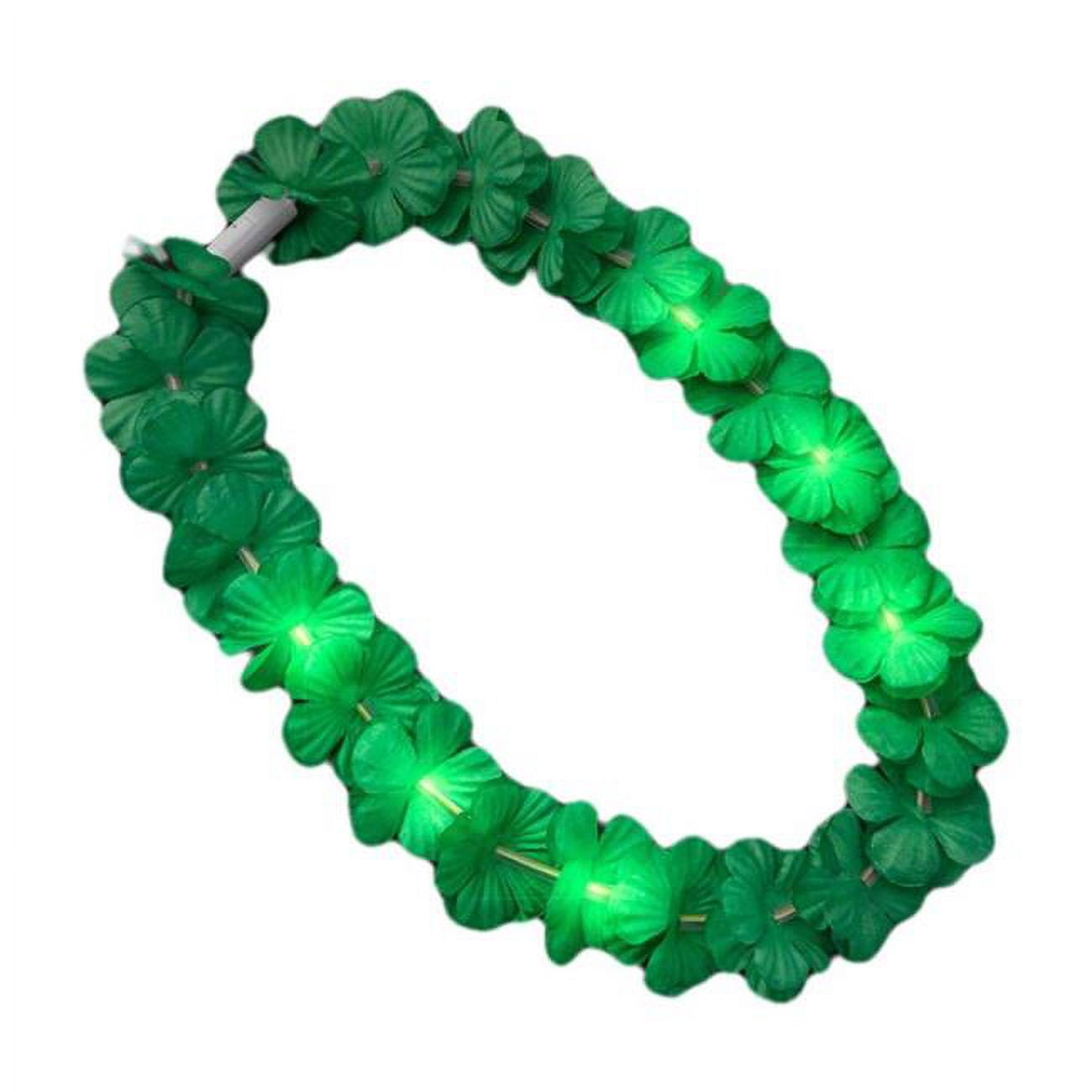 Light Up Hawaiian Flower Lei Necklace, Green