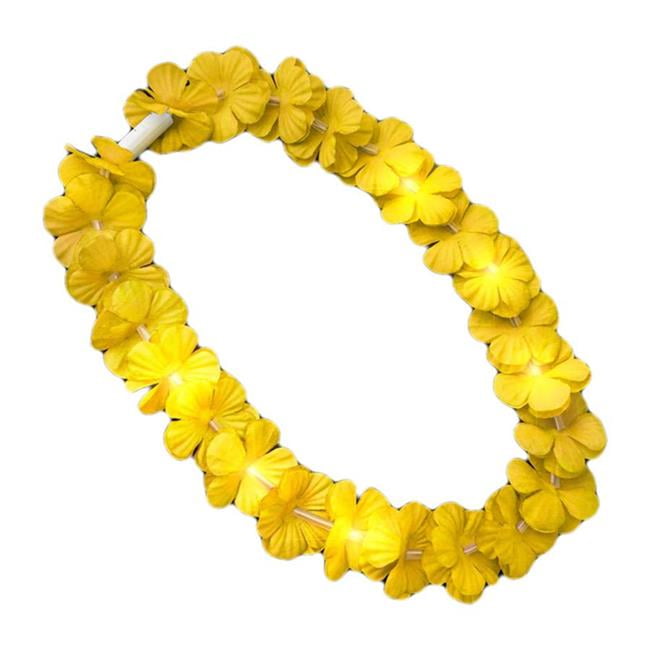 Light Up Hawaiian Flower Lei Necklace, Yellow