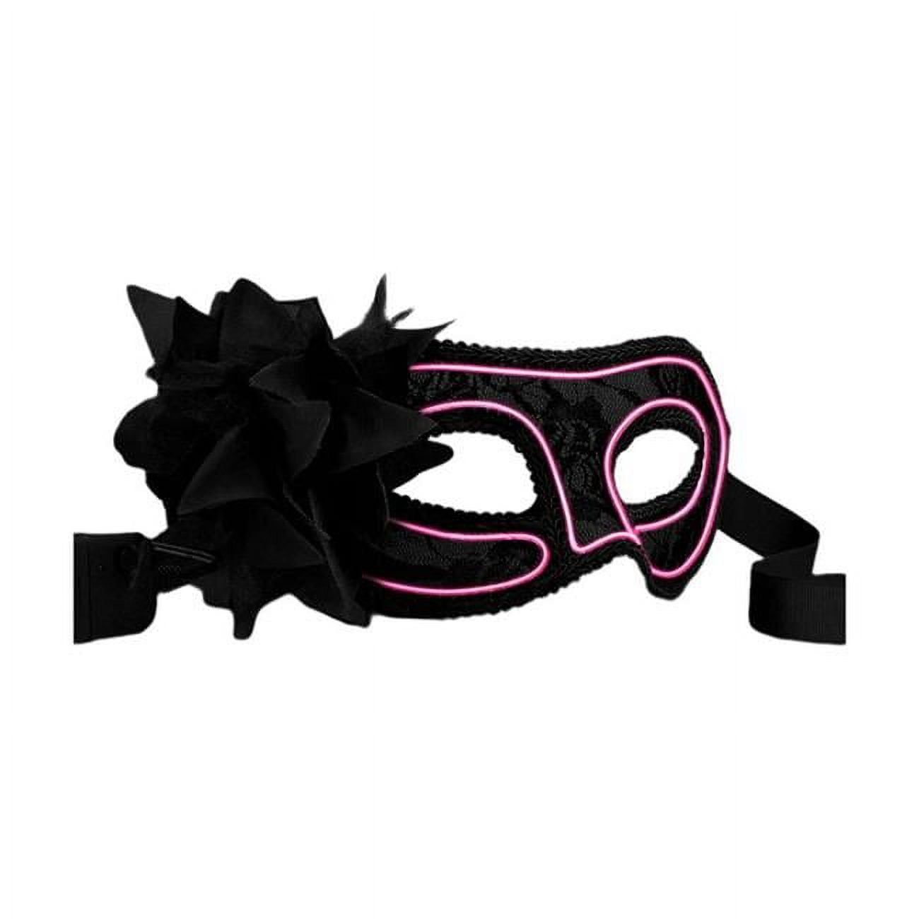 Electro Luminescent Wire Lace Party Mask, Pink & Black
