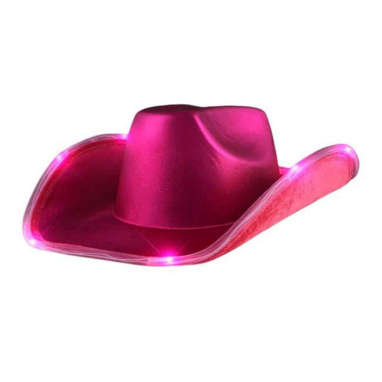 Picture of Blinkee LUSSCBH-MGPK Light Up Shiny Satin Metallic Space Cowboy Hat - Viva Pink Magenta