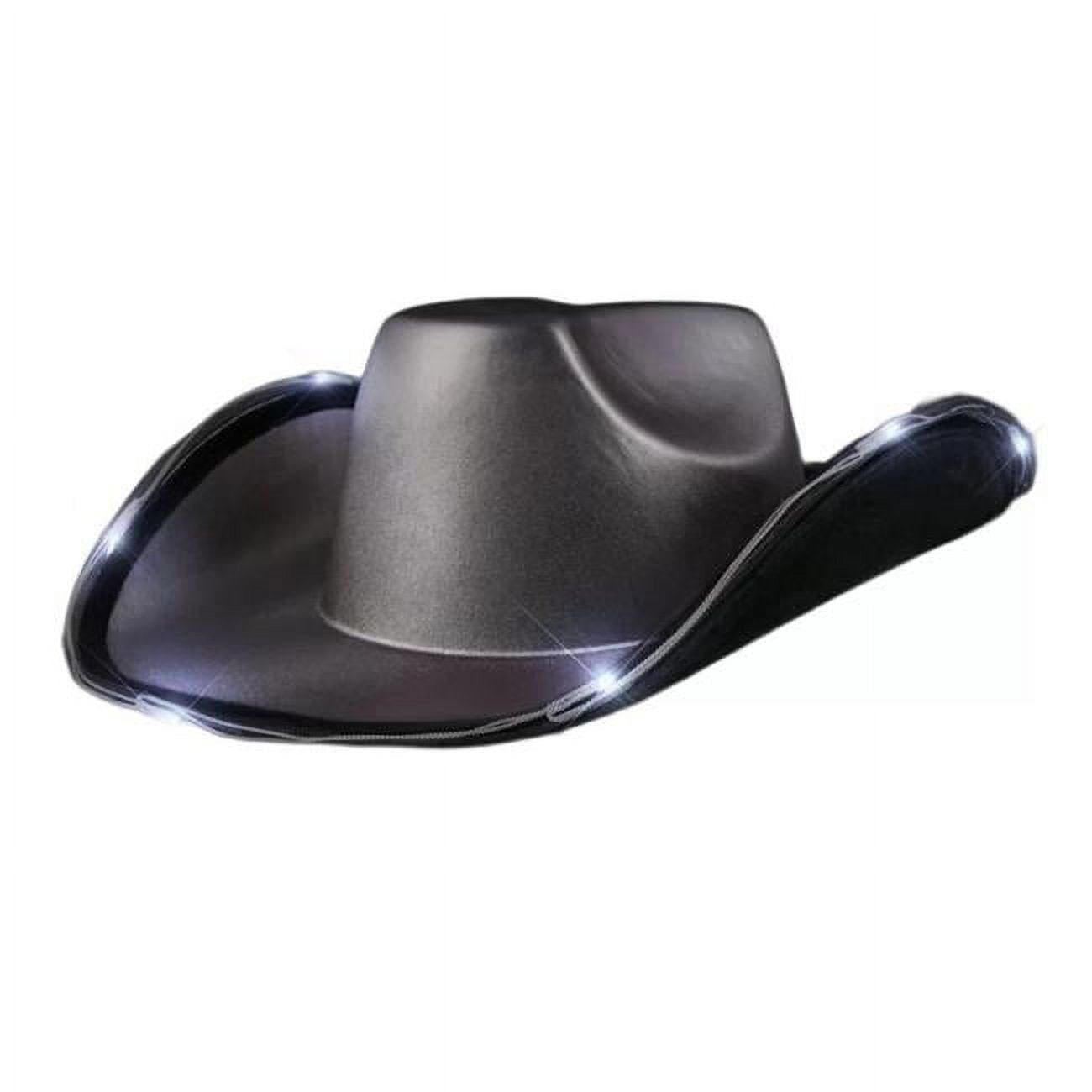 Picture of Blinkee LUSSCBH-DKSL Light Up Shiny Satin Metallic Space Cowboy Hat&#44; Dark Silver