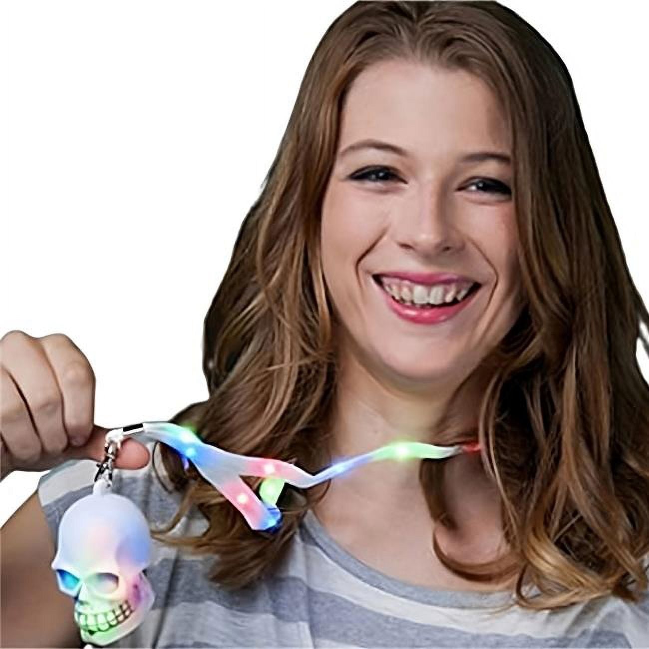 Light Up Lanyard Flashing Skeleton Skull Charm Necklace
