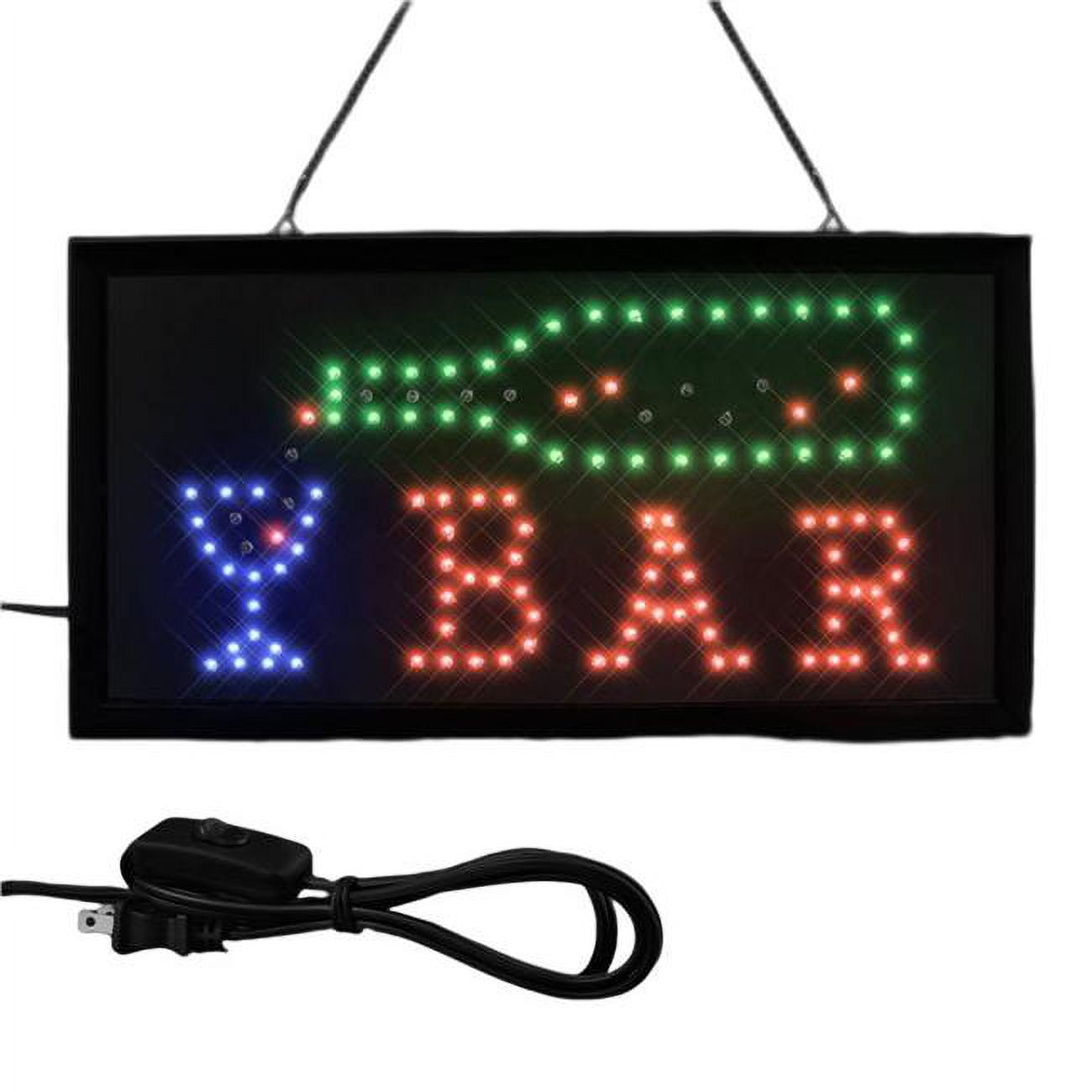 LUFPIBS-BGR Light Up Retro Flashing Plug in Bar Vintage Sign