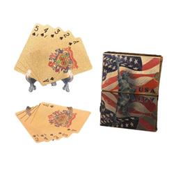 USFPSLLGW 24K Gold Plated USA Flag Patriotic Statue of Lady Liberty Waterproof Playing Cards