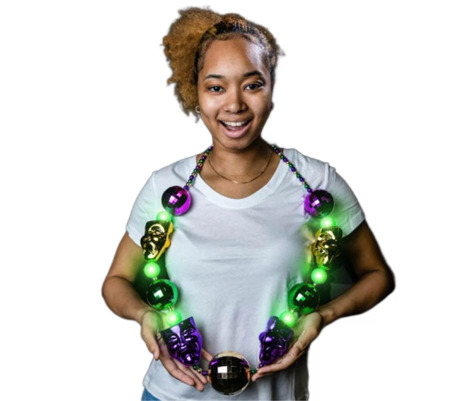 Picture of Blinkee LUJMGBMN-GN Light Up Jumbo Mardi Gras Huge Balls & Mask Necklace