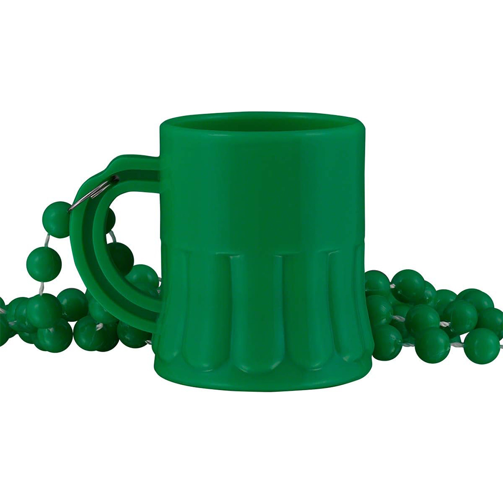Picture of Blinkee UMSGBN-GN Unlit Green Shamrock Mug Shot Glass on Bead Necklace for St Patricks Day