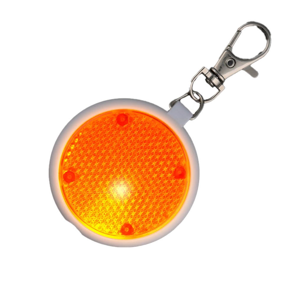 PSEKSFB-RND-OR Orange Round Personal Safety Emergency Keychain Set with Flashlight Blinkers