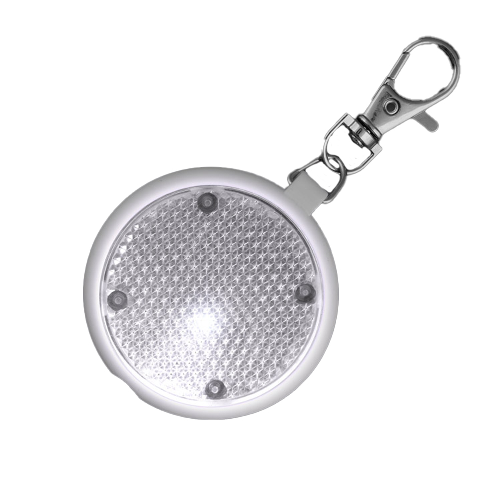 PSEKSFB-RND-WT White Round Personal Safety Emergency Keychain Set with Flashlight Blinkers