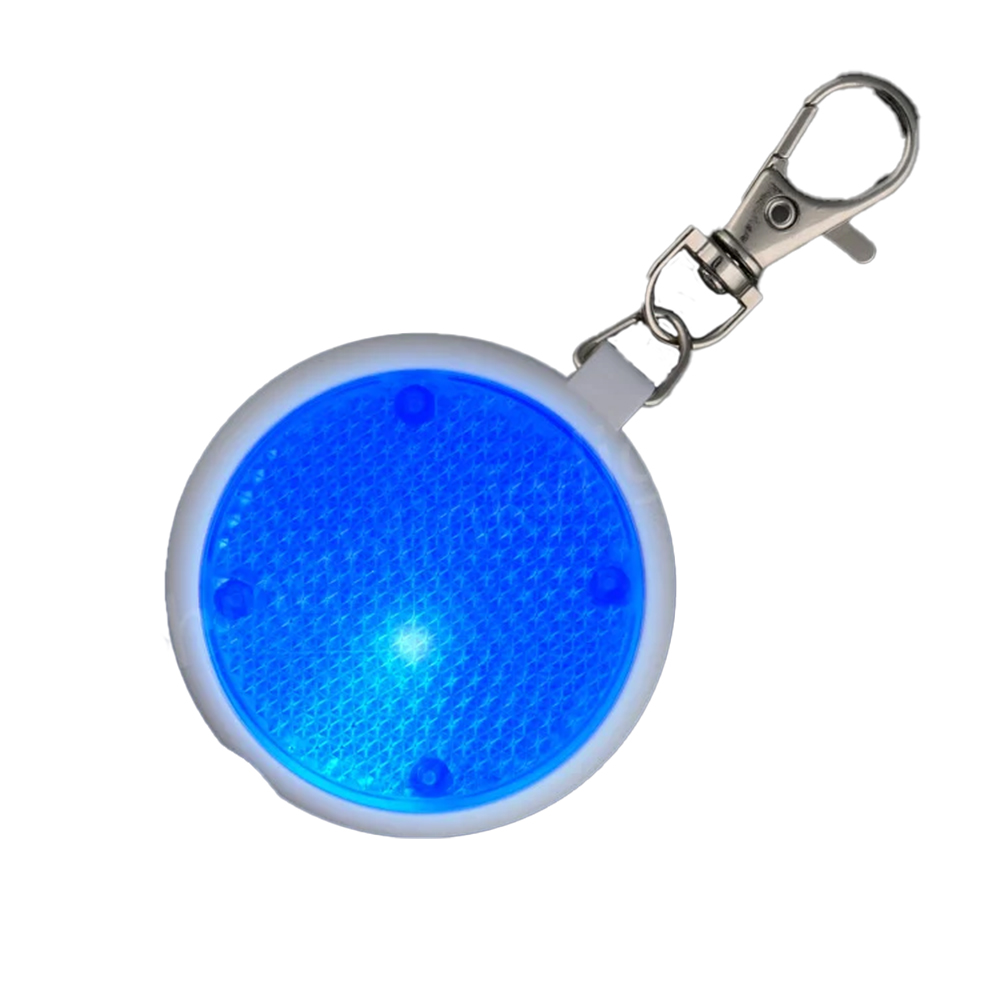 PSEKSFB-RND-BL Blue Round Personal Safety Emergency Keychain Set with Flashlight Blinkers