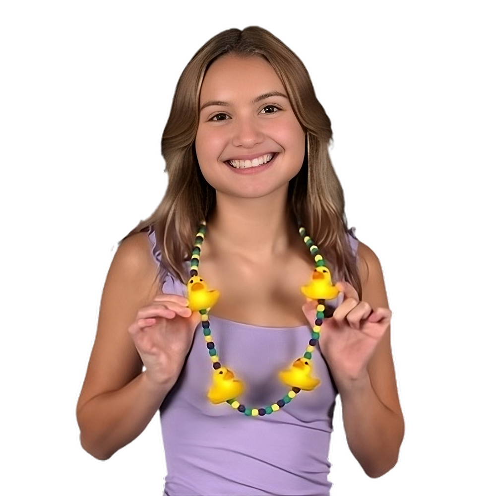 Picture of Blinkee LISRDCBN Light Up Squeezable Rubber Duck Charms Beaded Necklace