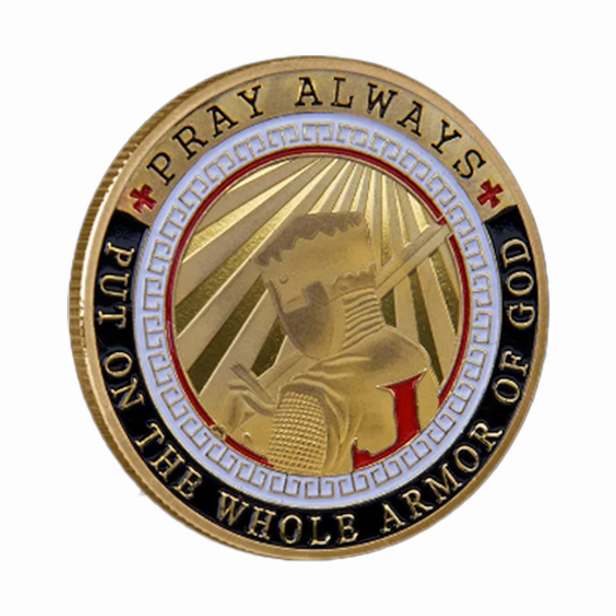 Picture of Blinkee PWAGCGPC-BKE Brave Knight Edition Put on the Whole Armor of God Christian Gold Plated Coin
