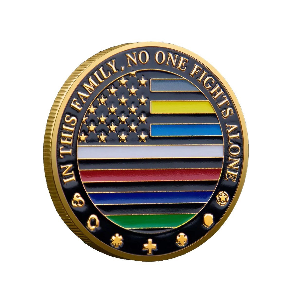 Picture of Blinkee FRMTLVCC-GD First Responders Military Thin Line Values Challenge Gold Plated Coin
