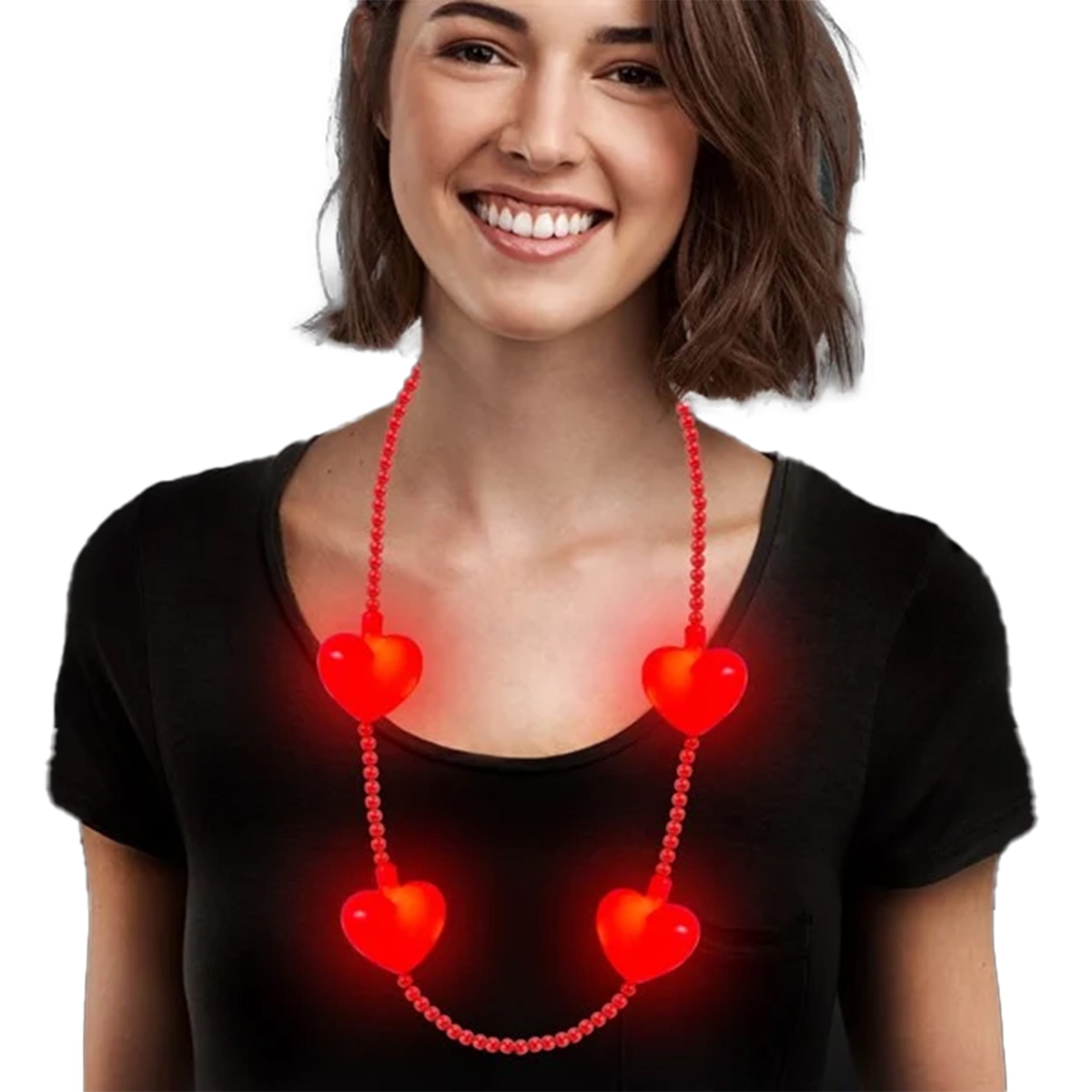 Picture of Blinkee P24LU4RC Light Up 4 Red Charms Beaded Necklace - Pack of 24