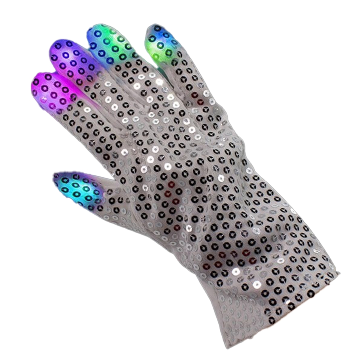 Picture of Blinkee LUMRSJT-P12 Light Up Multi Color Jacko Thriller Beat It Billie Jean Right Hand Sequin Gloves - Pack of 12