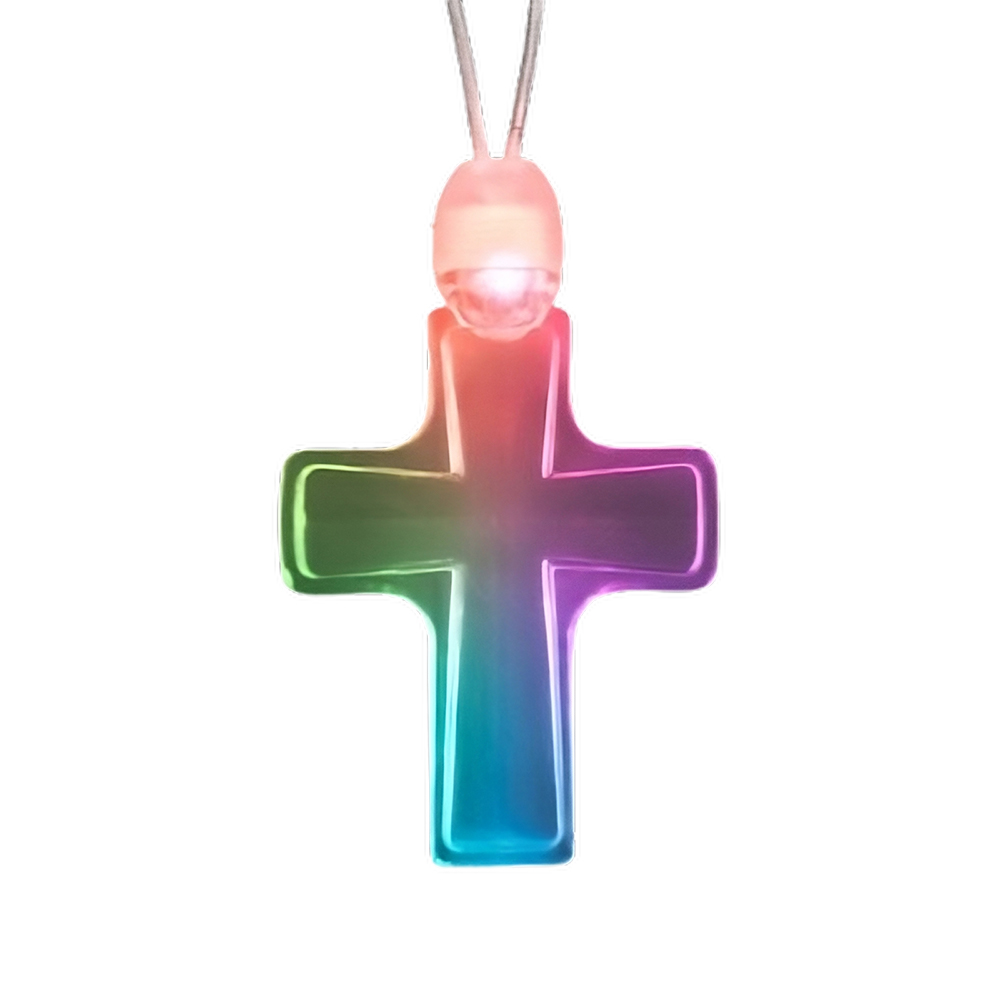 Picture of Blinkee EFAPNC-MLT Expression of Faith Acrylic Cross Pendant Necklace with Multi Color LEDs