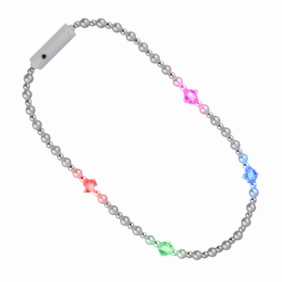 FTPSBNL-SL Flashing Throw Pearl & Silver Beads LED Necklace