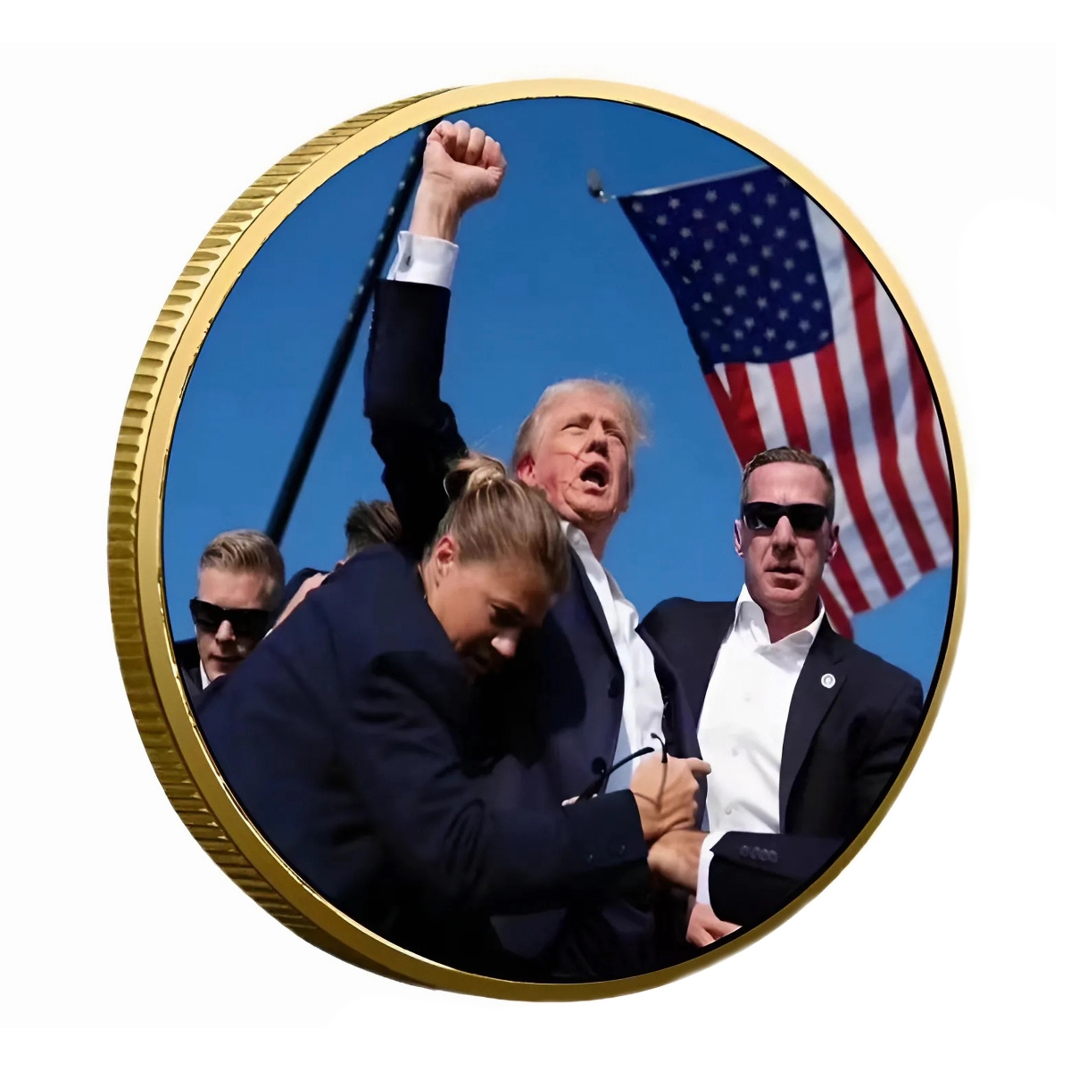 Picture of Blinkee 47PDTRCPC-FFGD Fight for Freedom 47th President Donald Trump Rally Commemorative Gold Plated Coin