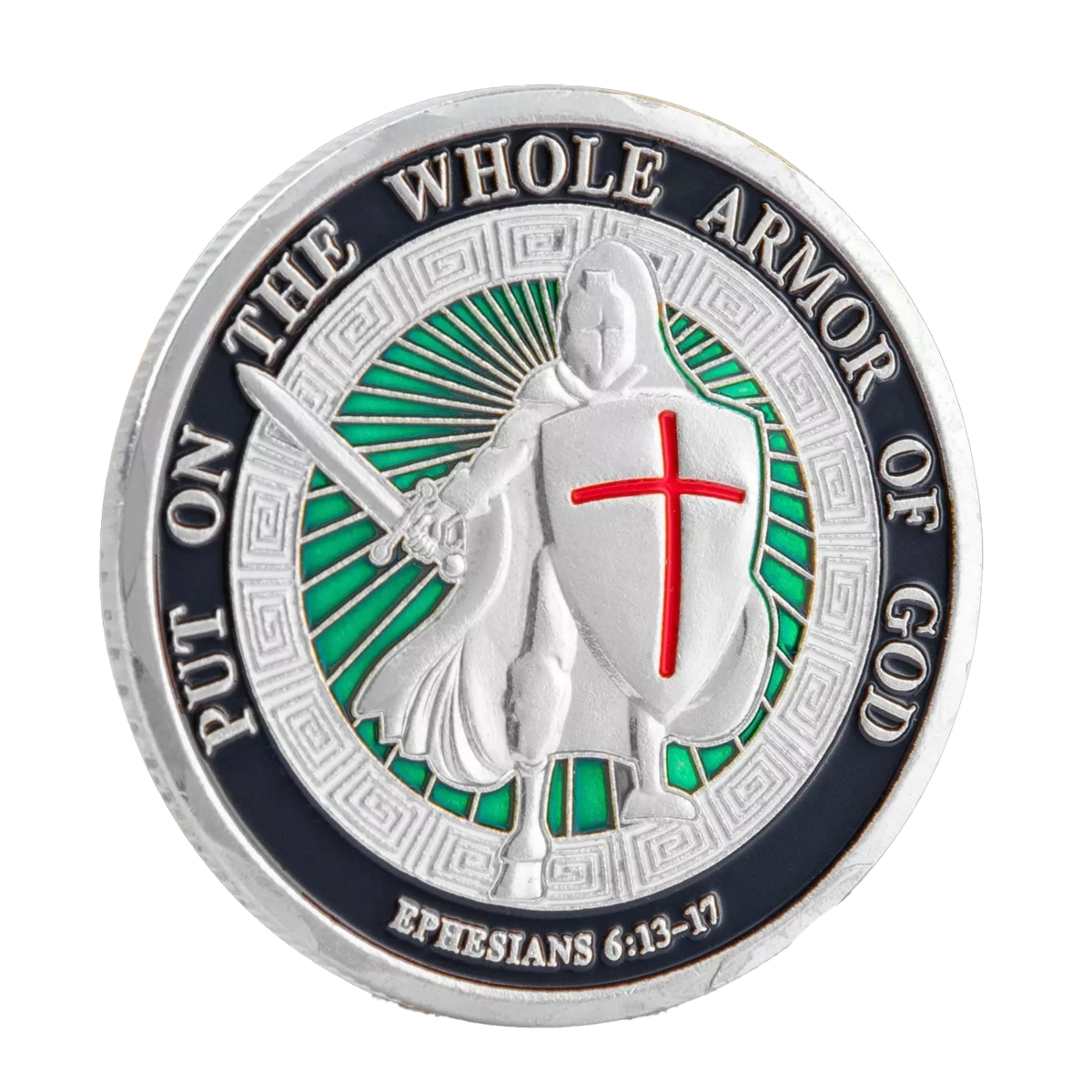 Picture of Blinkee PWADCCPC-SL Put on the Whole Armor of God Christian Silver Plated Coin