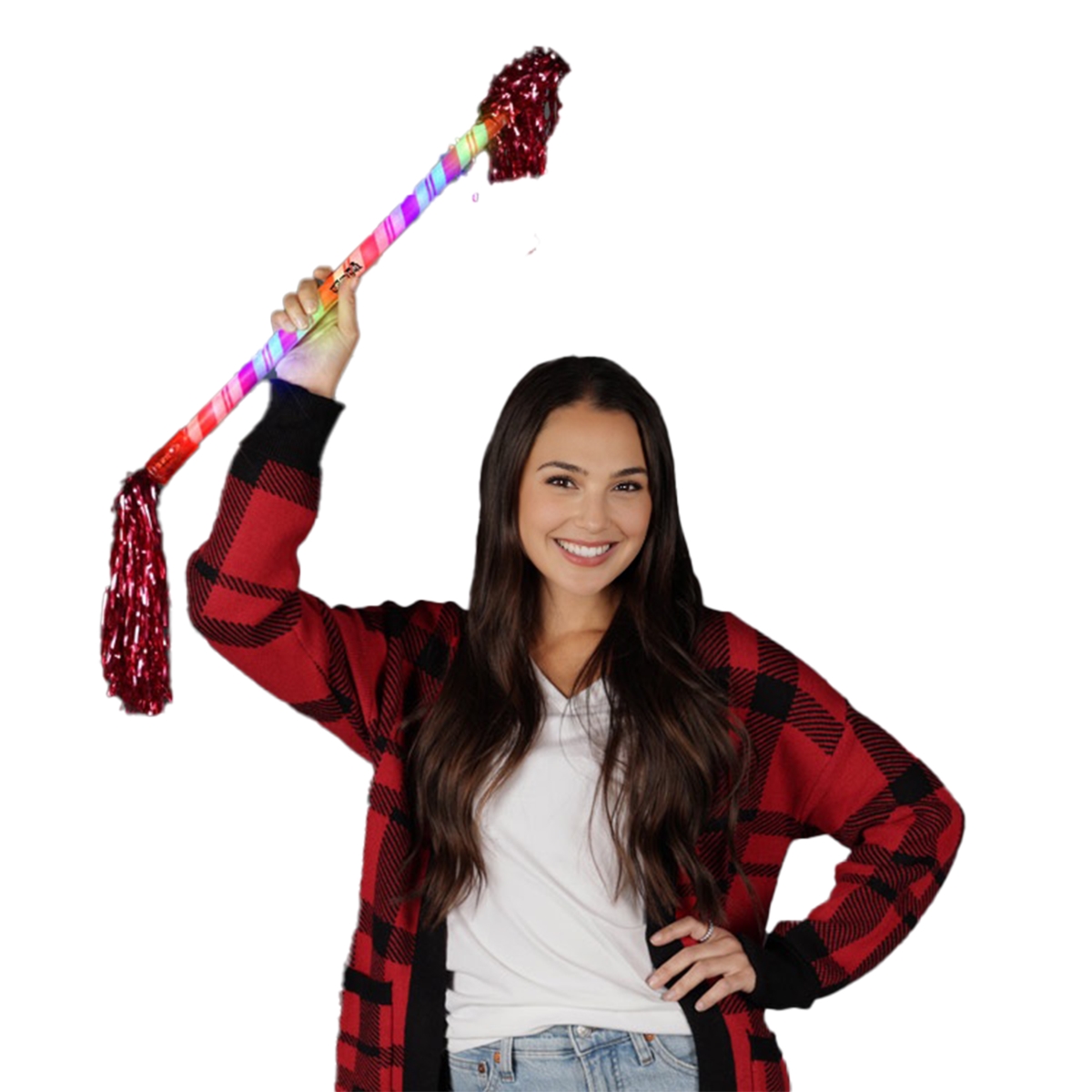 Picture of Blinkee LUTCCBW-RD Light Up Twirling Candy Cane Baton Christmas Wand with Red Tinsel