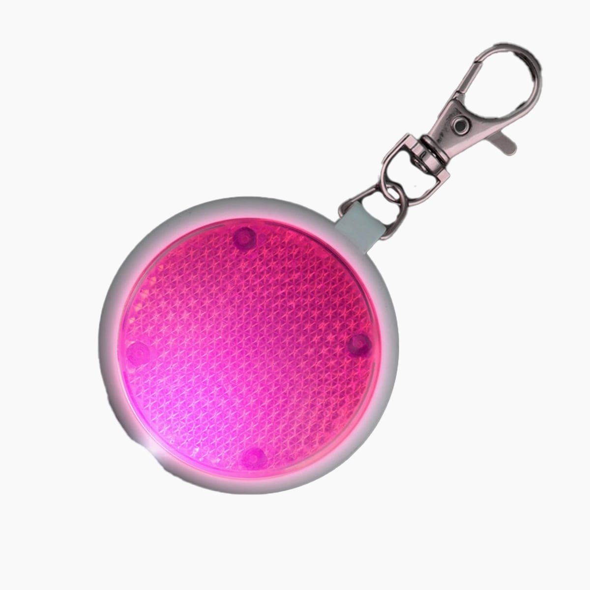 PSEKSFB-RND-PK Pink Round Personal Safety Emergency Keychain Set with Flashlight Blinkers