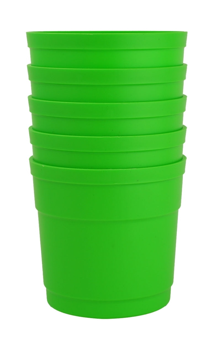 TAPLG5 4 in. Flower Pots with Saucers, Lime Green - Polypropylene - Pack of 5