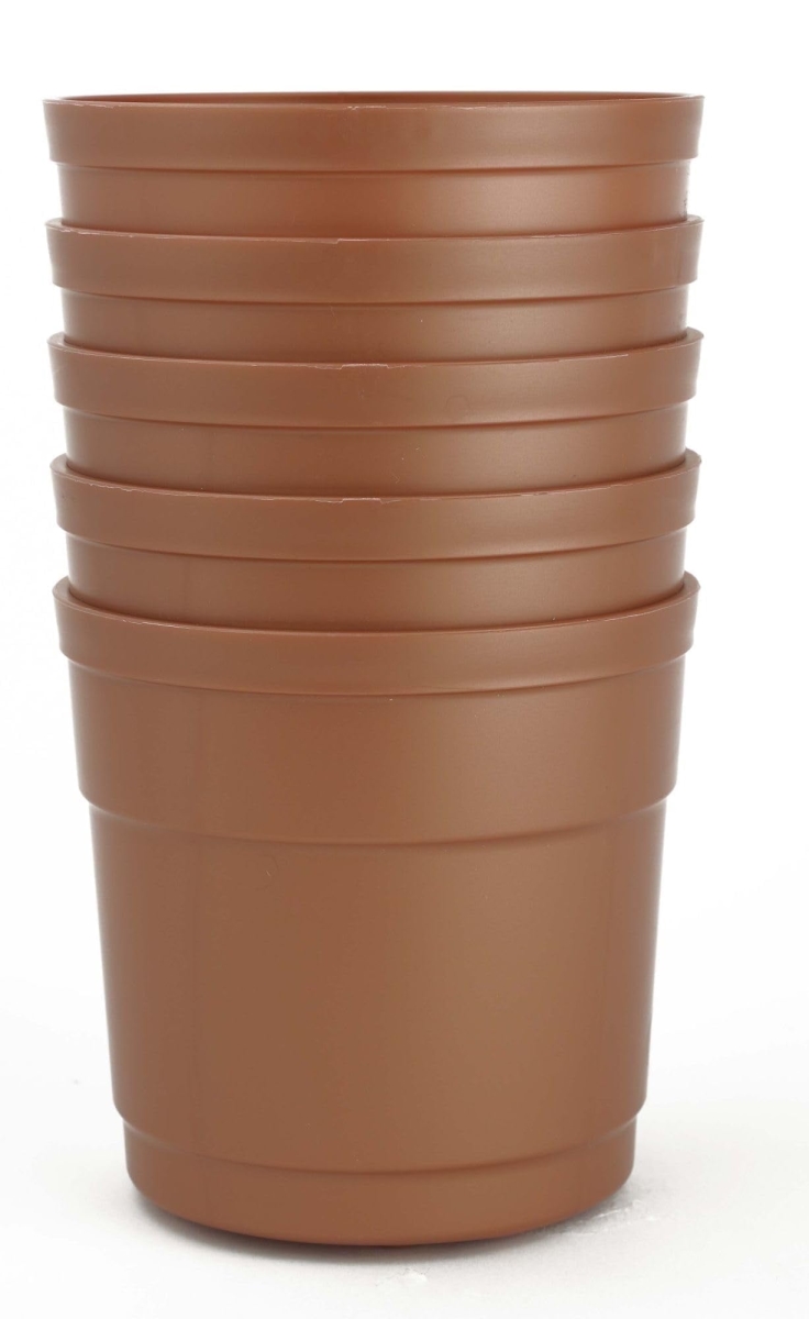 TAPM5 4 in. Flower Pots with Saucers, Copper - Polypropylene - Pack of 5