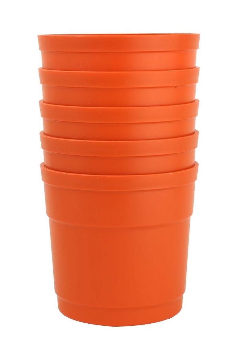TAPO5 4 in. Flower Pots with Saucers, Fire Orange - Polypropylene - Pack of 5