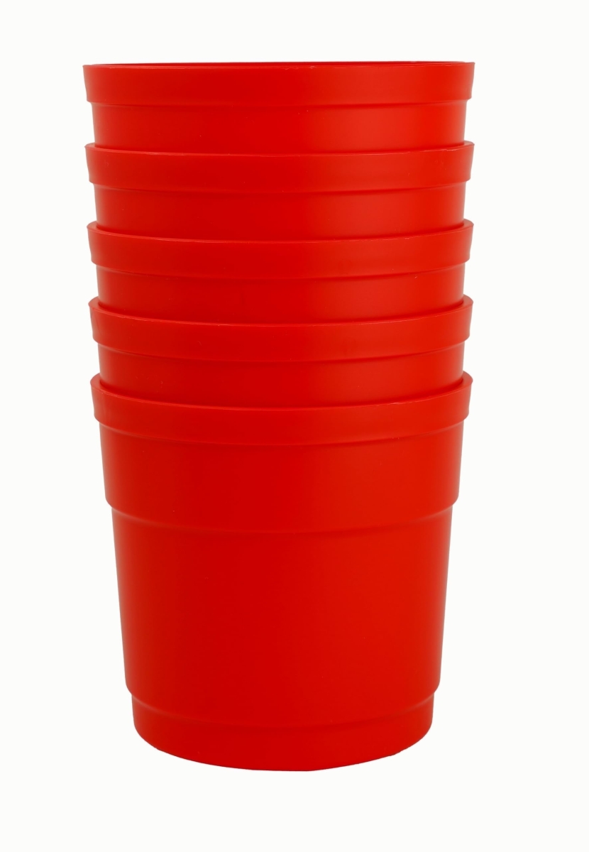 TAPR5 4 in. Flower Pots with Saucers, Red - Polypropylene - Pack of 5