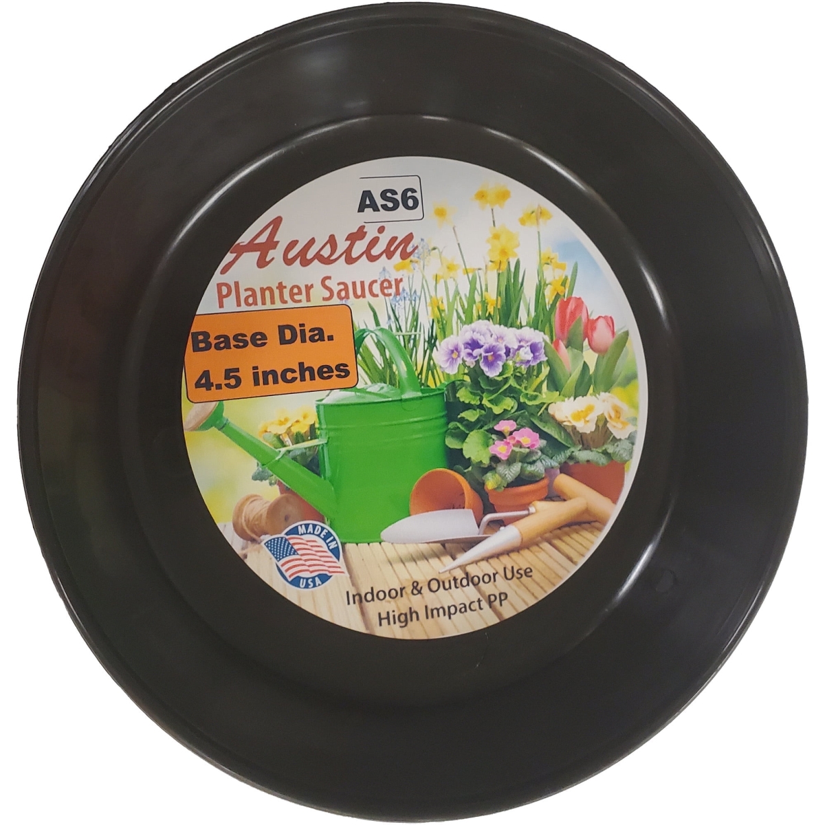 AS6B1 6 in. Single Plant Saucer Colored, Black - Polypropylene - 4 in. Base