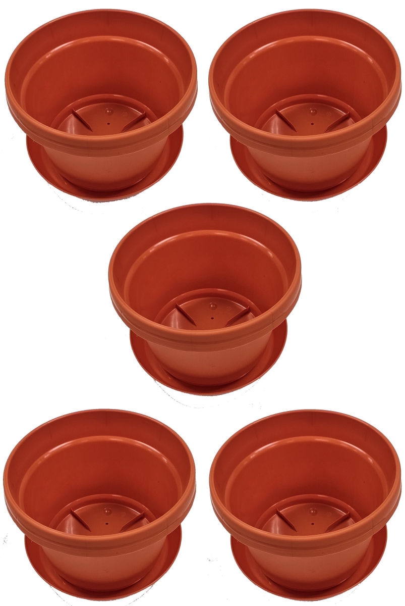 LAPFO5 12 in. Single Flower Pot with Saucer Colored, Orange - Polypropylene