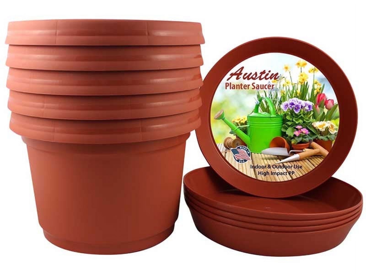 LAPTC 5 pack 12 in. Flower Pot with Saucer Colored, Terra Cotta - Polypropylene - Pack of 5