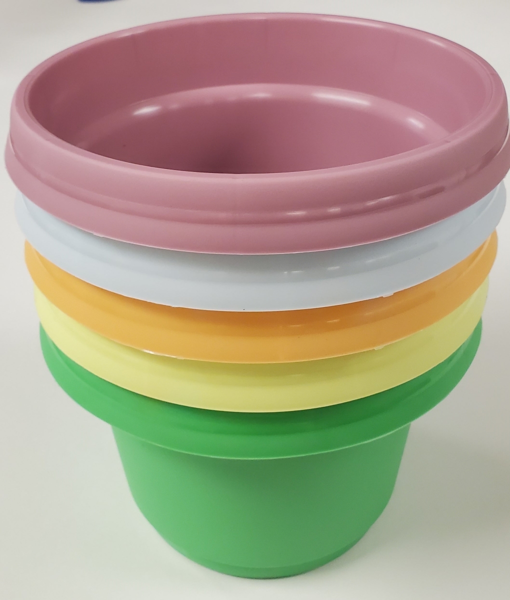 SAPPastel 5 pack 7 in. Flower Pot with Saucer Colored, Pink - Polypropylene - Pack of 5