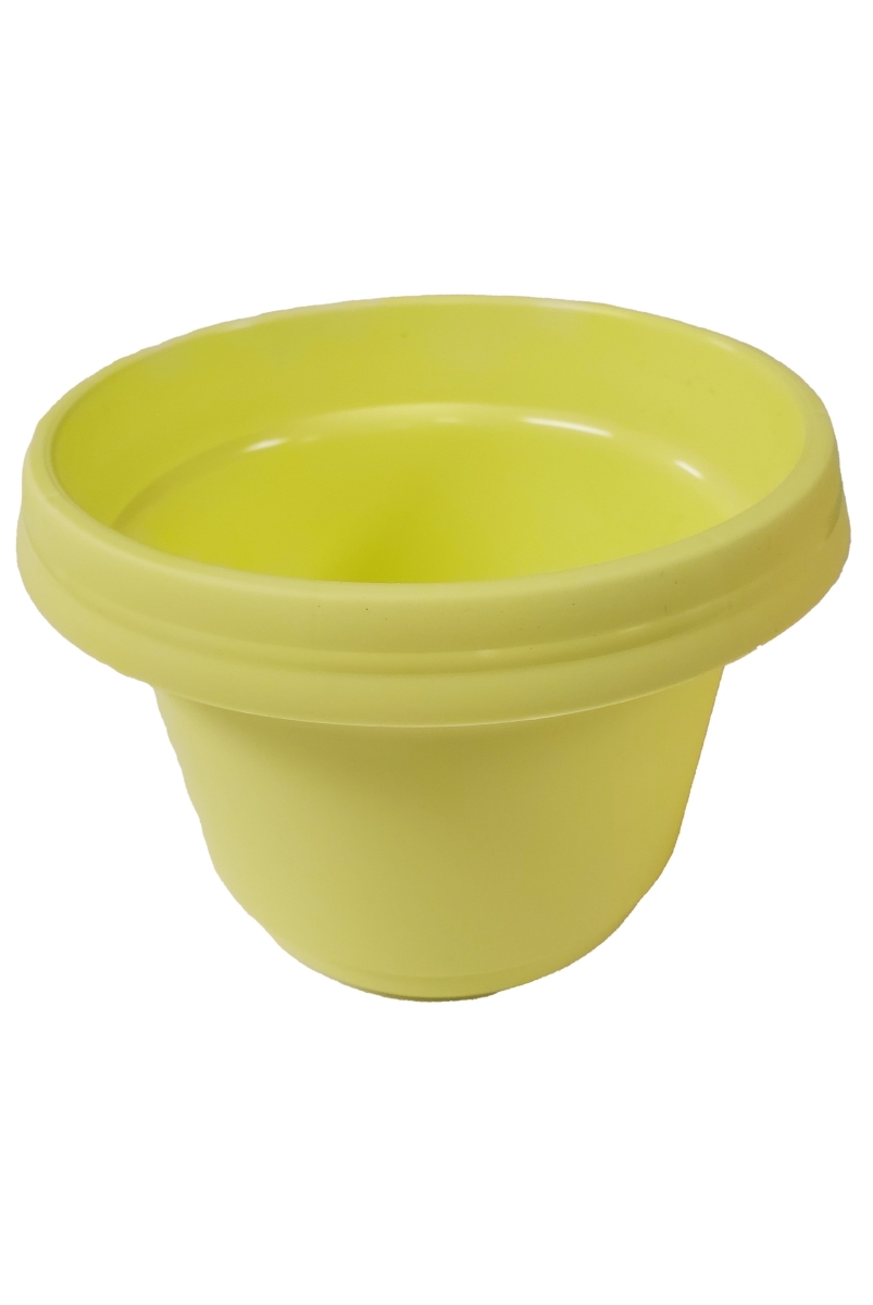 SAPBY 5pack 7 in. Flower Pot with Saucer Colored, Bean Yellow - Polypropylene - Pack of 5