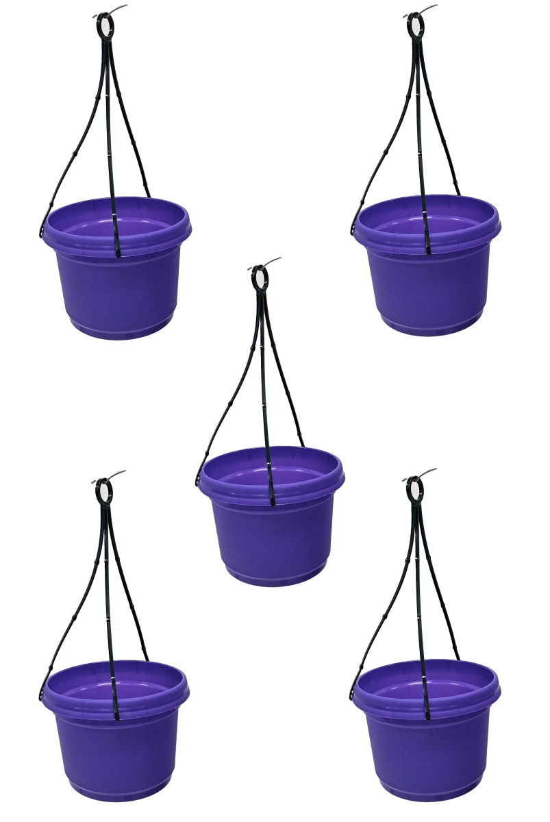 12in. Purple Hanging Flower Pot - Pack of 5 - Durable Polypropylene