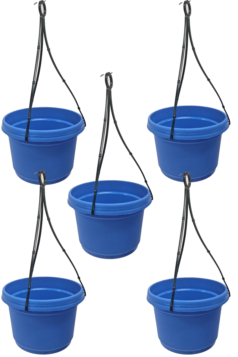 12in. Blue Hanging Flower Pot - Set of 5 - Durable Polypropylene