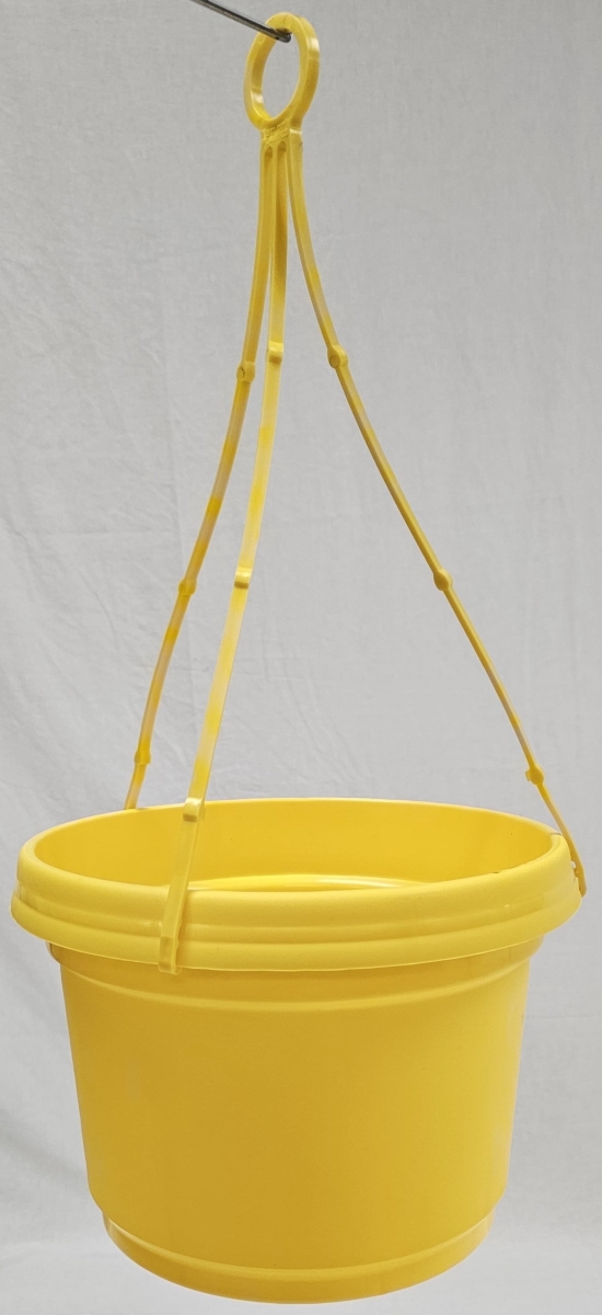LHAPY 12 in. Single Hanging Flower Pot Colored, Yellow - Polypropylene