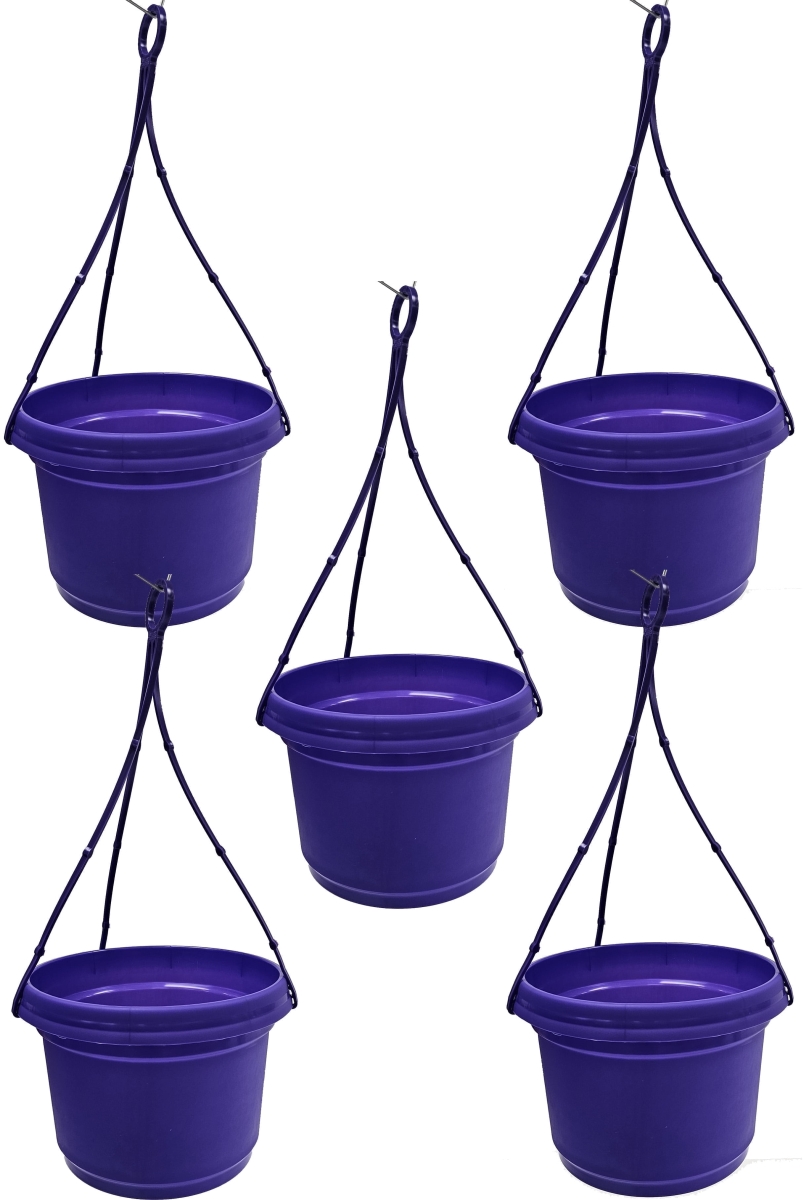 SHAPPU5 7 in. Hanging Flower Pots Colored, Purple - Polypropylene - Pack of 5