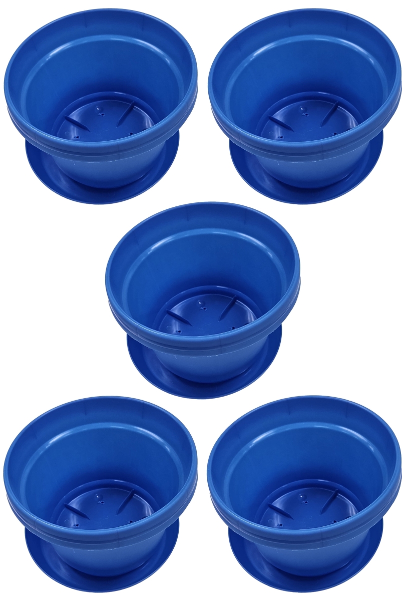 MAPSB5 9 in. Flower Pot with Saucer Colored, Blue - Polypropylene - Pack of 5
