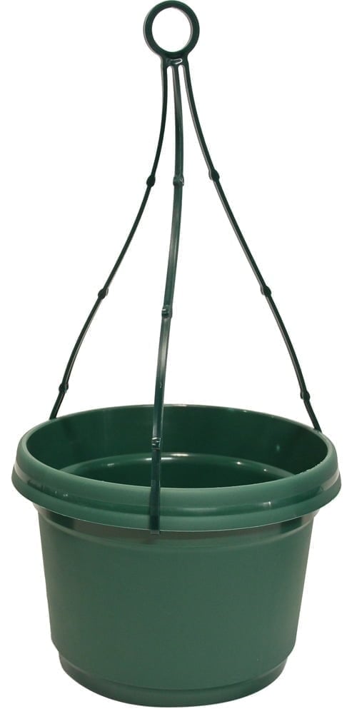 LHAPHG1 12 in. Hanging Single Flower Pot Colored, Hunter Green - Polypropylene
