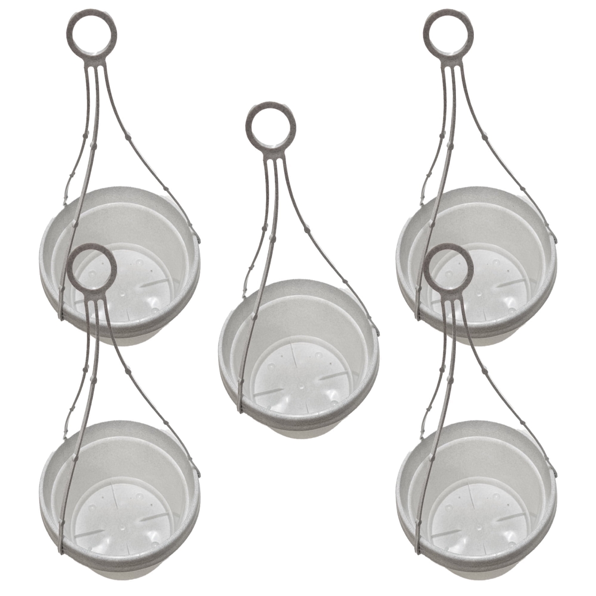 SHAPG 5 pack 7 in. Hanging Flower Pots Granite Colored, White - Polypropylene - Pack of 5