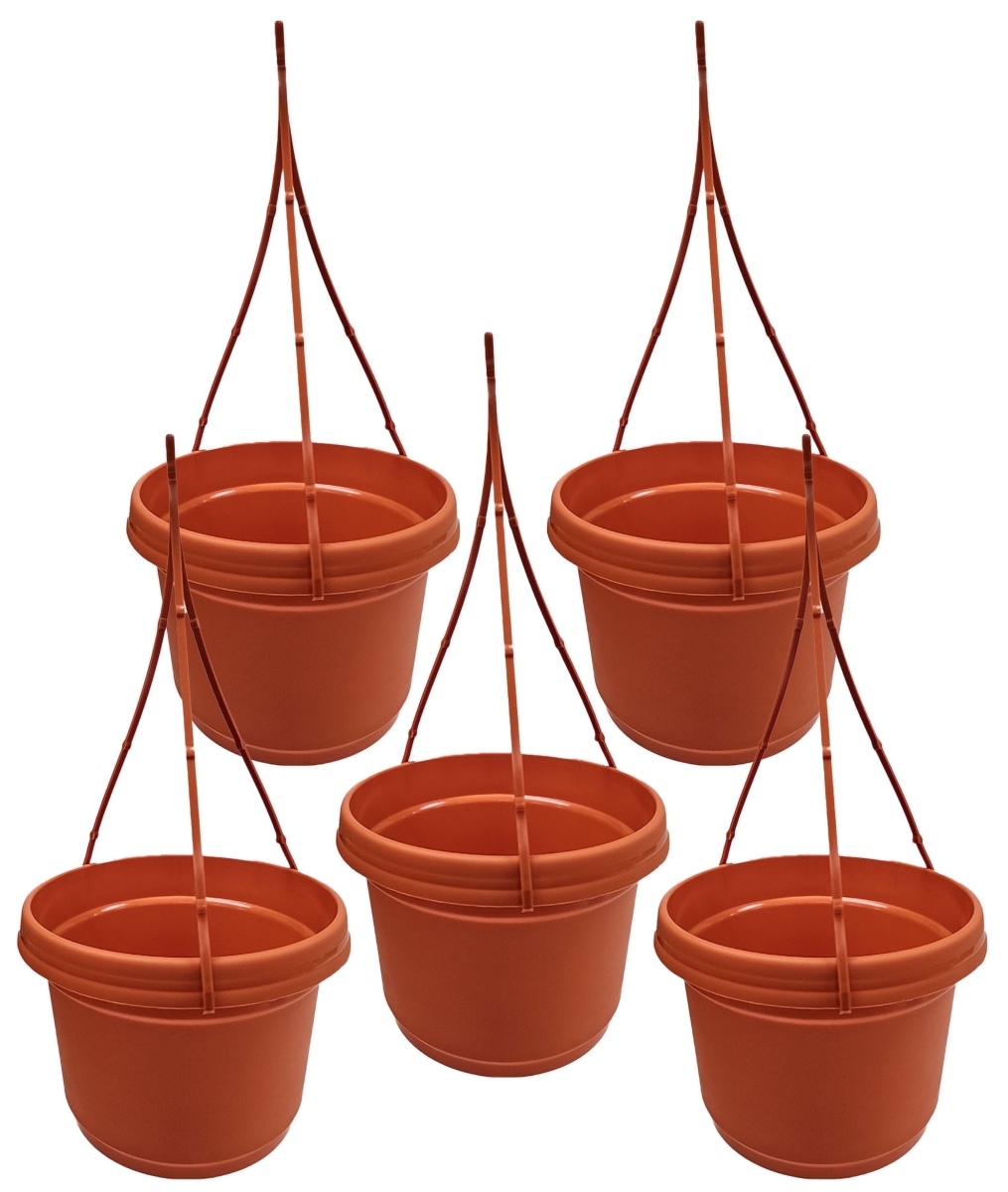 SHAPTC 5 pack 7 in. Hanging Flower Pots Colored, Terra Cotta - Polypropylene - Pack of 5