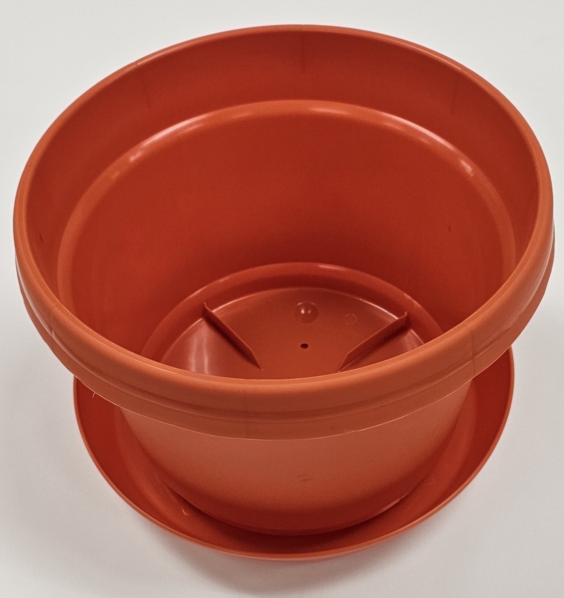 12 in. Orange Flower Pot with Saucer - Durable Polypropylene