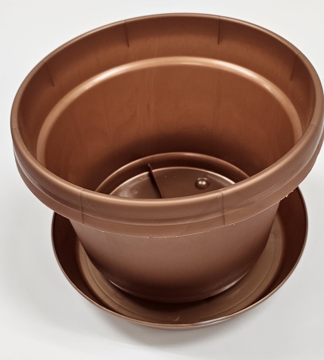 MAPM1 9 in. Single Flower Pot with Saucer Colored, Copper - Polypropylene
